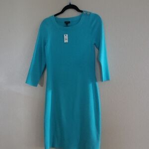 Talbots Turquoise Quarter Sleeve Cotton Dress